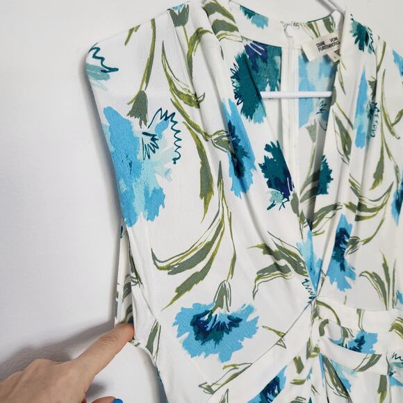 Diane Von Firstenberg DVF Floral Midi Dress 4 Cocktail‎ Wedding Party Vacation - Picture 5 of 9